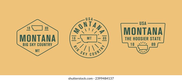 Montana - Gran País del Cielo. Logo del estado de Montana, etiqueta, afiche. Afiche de época. Imprimir para camisetas, tipografía. Ilustración del vector