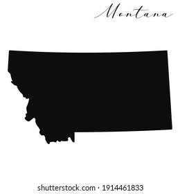 Mapa vectorial de alta calidad del estado norteamericano de Montana simple mapa de silueta negra