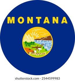 Montana Circle Flag, Circle Flag of Montana, USA, Vector Images