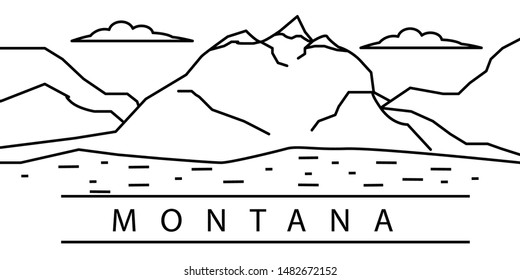 Montana city line icon. Element of USA states illustration icons. Signs, symbols can be used for web, logo, mobile app, UI, UX