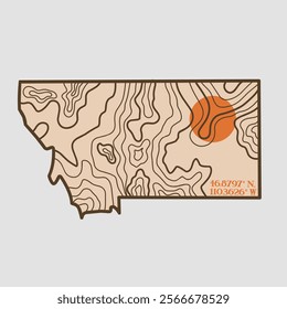 Montana Contour Map Design Perfect for Print, Apparel, etc