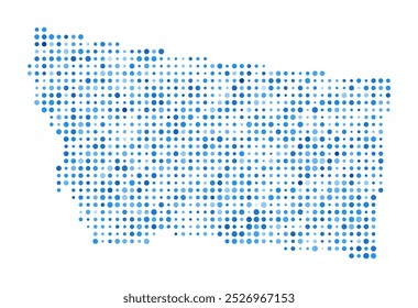 Montana Dot Map. Us State Digital Style Shape. Montana vector image. Us State shape blue circular dots. Amazing vector illustration.