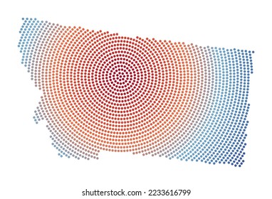 Montana dotted map. Digital style shape of Montana. Tech icon of the US state with gradiented dots. Attractive vector illustration.