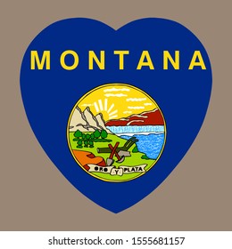 Montana Flag In Heart Shape Vector illustration eps 10