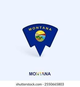 Montana Flag Map Pointer Design with Shadow. Vector illustrator.