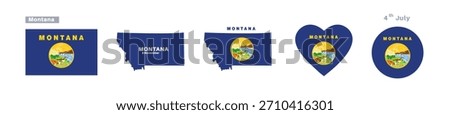 Montana flag and map set. Montana state flag in celebration of November 8th