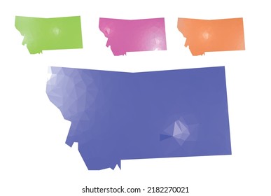 Montana Geometrie Karte in Farbverlauf-Farbe United State Patriot Thema Hintergrund für Produkt-Werbung Poster Banner Website Broschüre Titelbild Souvernier Druck Kaffee-Mug T-Shirt Vektoreps.