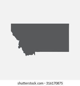 Montana grey state border map.