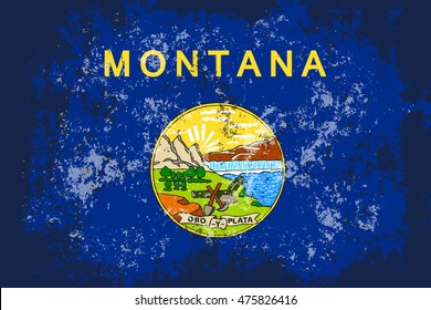 Montana grunge, old, scratched style flag