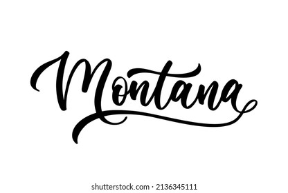 Montana handgezeichnete Schrift. Kalligrafischer Text einzeln auf weißem Hintergrund. Montana Staatsskriptkalligrafie. Modernes Schriftdesign.