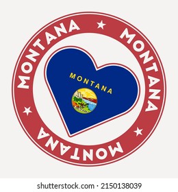 Montana heart flag badge. From Montana with love logo. Support the US state flag stamp. Vector illustration.