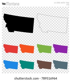 Montana high detailed map. US state silhouette icon. Isolated Montana black map outline. Vector illustration.