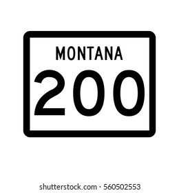 Montana Highway 200 sign, filled with a white background