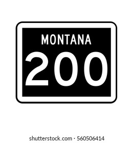 Montana Highway 200 sign, filled with a black background