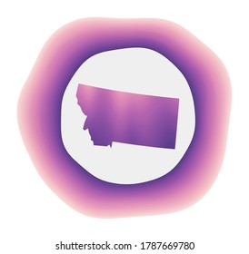 Montana icon. Colorful gradient logo of the us state. Purple red Montana rounded sign with map for your design. Vector illustration.