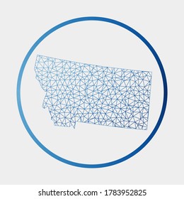 Montana icon. Network map of the us state. Round Montana sign with gradient ring. Technology, internet, network, telecommunication concept. Vector illustration.