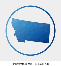 Montana icon. Polygonal map of the us state in gradient ring. Round low poly Montana sign. Vector illustration.