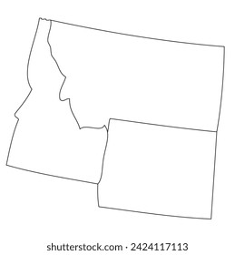 Montana, Idaho, Wyoming. Outline of the map