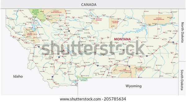 Montana Indian Reservation Map Stock Vector (Royalty Free) 205785634