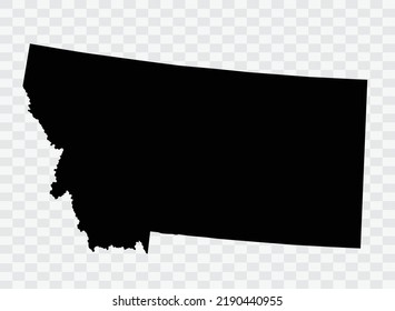 MONTANA Map black Color on Backgound png  not divided into cities