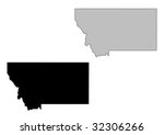 Montana map. Black and white. Mercator projection.