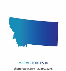 MONTANA map, blue gradient color , infographic style , on white background with Map World. Wire frame 3D mesh , map 3D,