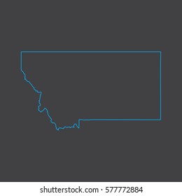 Montana map blue outline stroke line style