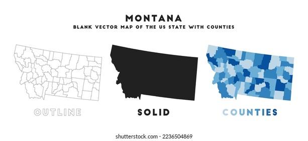 Montana map. Borders of Montana for your infographic. Vector US state shape. Vector illustration.