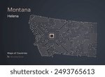 Montana Map with a capital of Helena Shown in a Microchip Pattern. Silicon valley, E-government. United States vector maps. Microchip Series	
