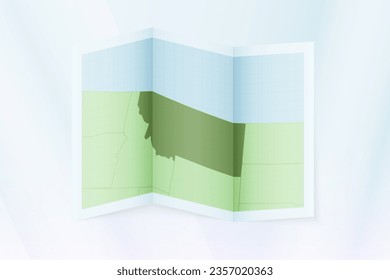 Montana map, folded paper with Montana map. Vector illustration.