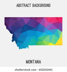 Montana map in geometric polygonal,mosaic style in rainbow colors.Abstract tessellation,modern design background,low poly. Vector illustration.