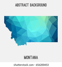 Montana map in geometric polygonal,mosaic style in cold shades.Abstract tessellation,modern design background,low poly. Vector illustration.