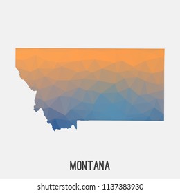 Montana map in geometric polygonal,mosaic style.Abstract tessellation,modern design background,low poly. Geometric cover, mockup. Vector illustration.