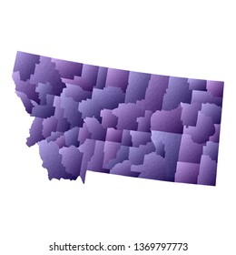 Montana map. Geometric style US state outline with counties. Cool violet vector illustration.