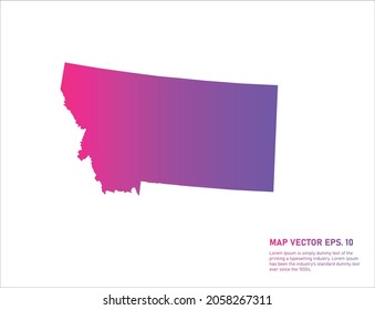 MONTANA map gradient color . on white background. 