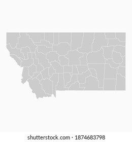 Montana Map Gray Color. Geographic Isolated Gray Vector Country Border Map Of Montana. Vector Illustration