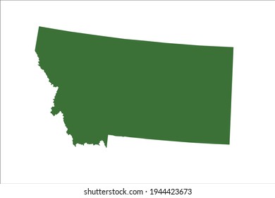 MONTANA Map Green Color on White Backgound