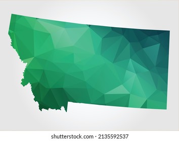 MONTANA Map Green Color on white background polygonal