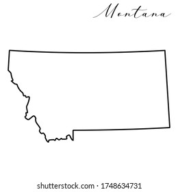 Mapa vectorial de alta calidad del estado norteamericano de Montana simple mapa de líneas hechas a mano