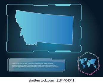 MONTANA Map infographic technology blue Color element collection background