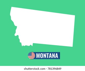 Montana map isolated on color background silhouette. Montana USA state. American flag. Vector illustration.