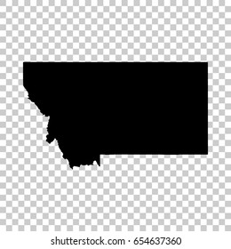 Montana map isolated on transparent background. Black map for your design. Vector illustration, easy to edit.