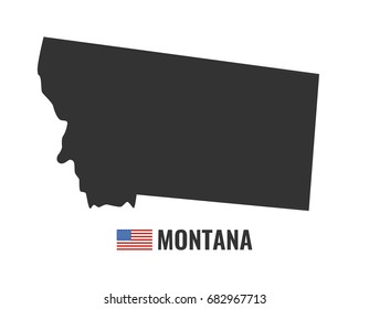 Montana map isolated on white background silhouette. Montana USA state. American flag. Vector illustration.