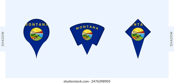 Montana Map Markers Set. Perfect for projects related to Montana, travel, geography, and international representation. Vector collection.