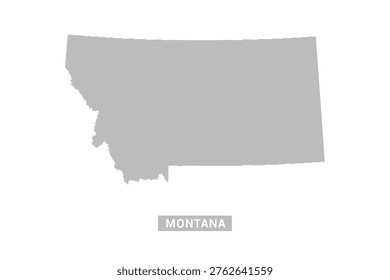 Montana map - Minimal Flat Vector Illustration in Black and Gray, Isolated on White Background, Ideal for Infographics, Educational Use, Reports, and Presentations.