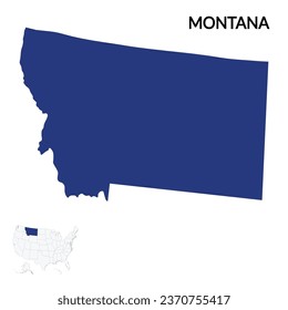 Montana map. Map of Nevada in blue color. USA map