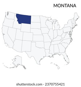 Montana map. Map of Nevada in blue color. USA map