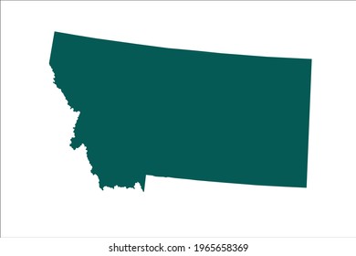 MONTANA map Olive green Color on White Backgound