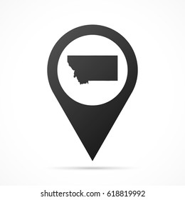 Montana Map on location pin. Map pointer isolated on a white background.
Conceptual vector illustration.