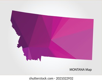 MONTANA Map pink Color on white background polygonal